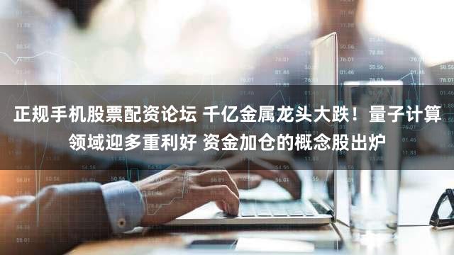 正规手机股票配资论坛 千亿金属龙头大跌！量子计算领域迎多重利好 资金加仓的概念股出炉