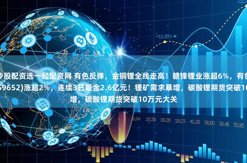 炒股配资选一起配资网 有色反弹，金铜锂全线走高！赣锋锂业涨超6%，有色50ETF(159652)涨超2%，连续3日吸金2.6亿元！锂矿需求暴增，碳酸锂期货突破10万元大关